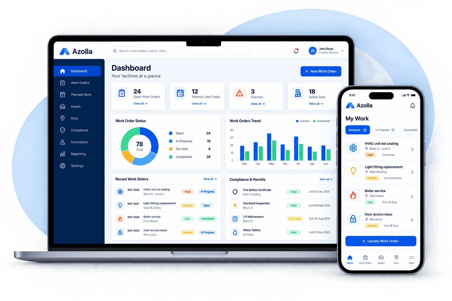 Azolla Facilities Management Software – Desktop & Mobile App Azolla facilities management software on desktop and mobile app