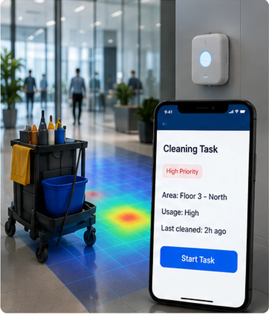 Azolla IoT on-demand cleaning using real-time building usage data