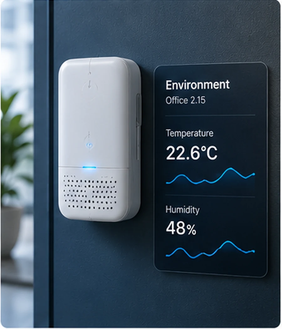 Azolla IoT temperature and humidity monitoring for facilities management