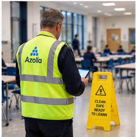 Education facilities team managing cleaning and environmental services in a school