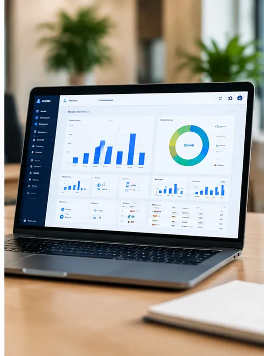 Facilities management software dashboard showing maintenance reporting and performance data