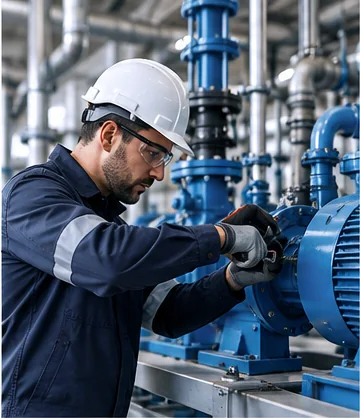 Engineer completing planned maintenance in manufacturing facility