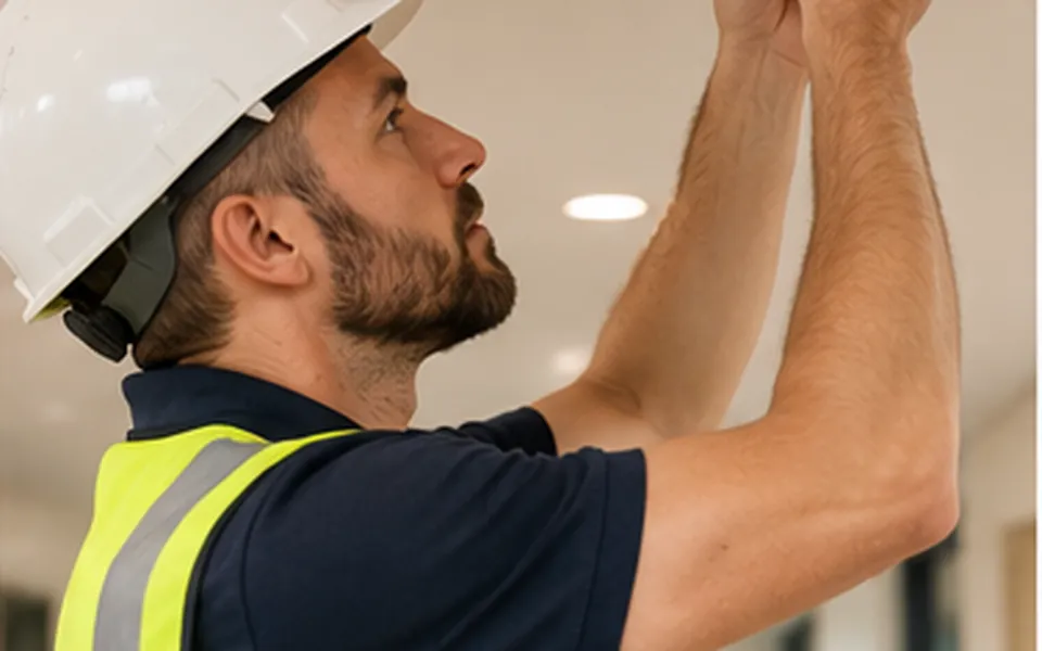 Maintenance technician completing work at a managed property